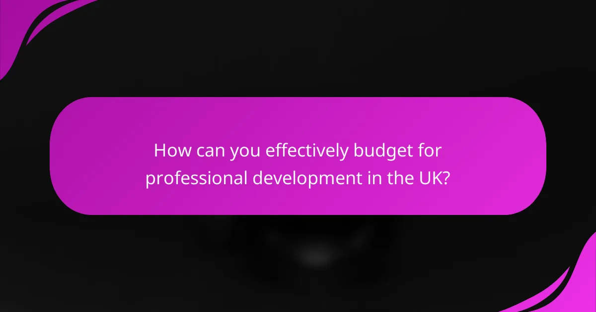 How can you effectively budget for professional development in the UK?